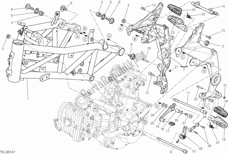 Tutte le parti per il Telaio del Ducati Multistrada 1200 S Touring 2014